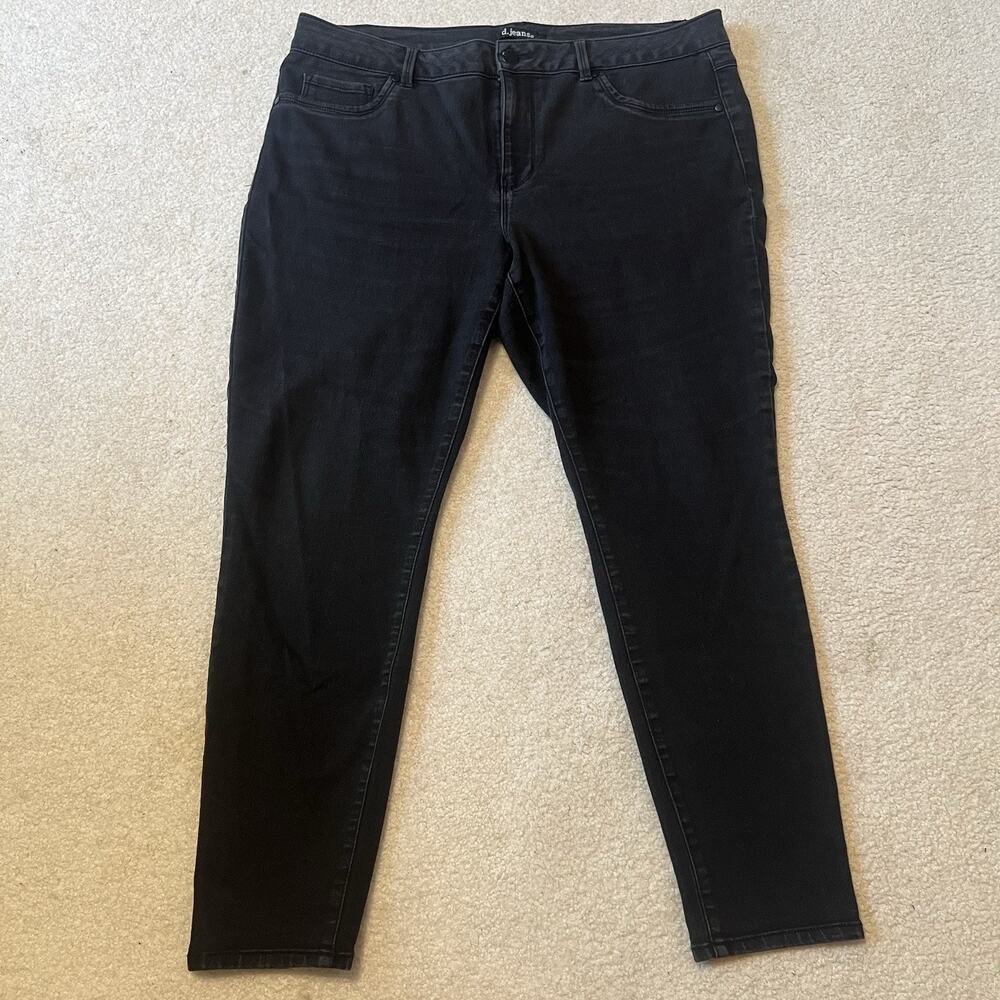 d.jeans Womens Black Stretch Skinny Jeans Plus Size 18W 38x28 Mid Rise Denim
